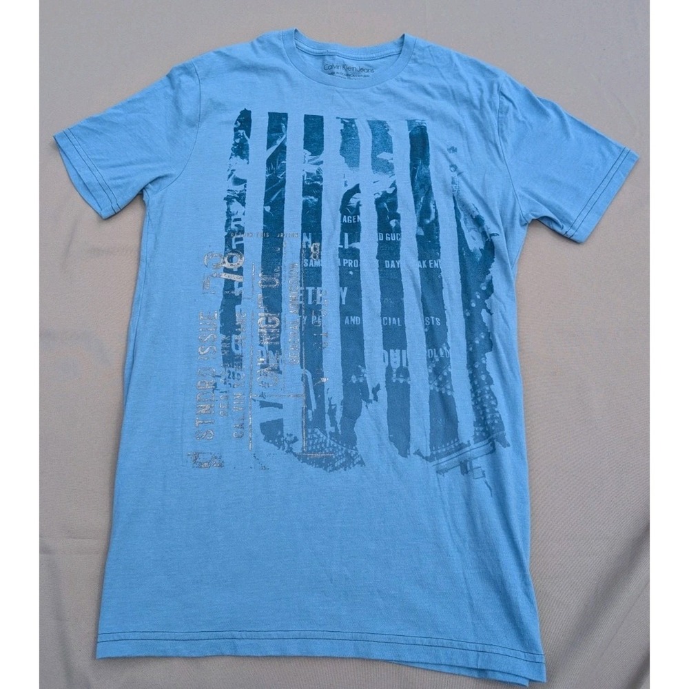 Mens Calvin Klein Jeans TShirt Athletic USA Sports Graphic Design Tee Shirt Sz S